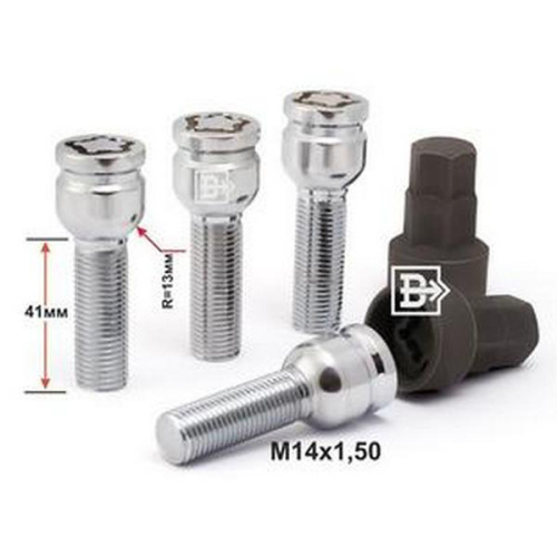Секретные болты M14x1.5 Сфера L-41мм Хром, Ключ 17-19, Арт. 684160F2