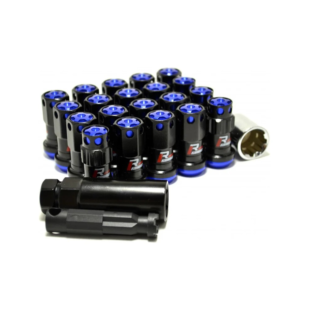 Комплект гаек M12x1.5 Конус h-46мм , Синий хром, Ключ 19, кованые Арт. kk911945RCN(16/4/3)BL