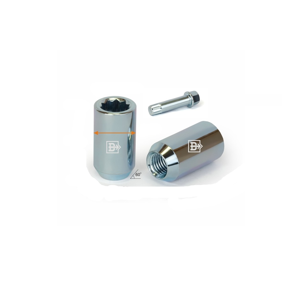 Гайка колеса M12x1.25 Конус h-36мм закрытая, Цинк, Ключ внутренний 10-шлицевой, D головы 20мм Арт. DST20B36
