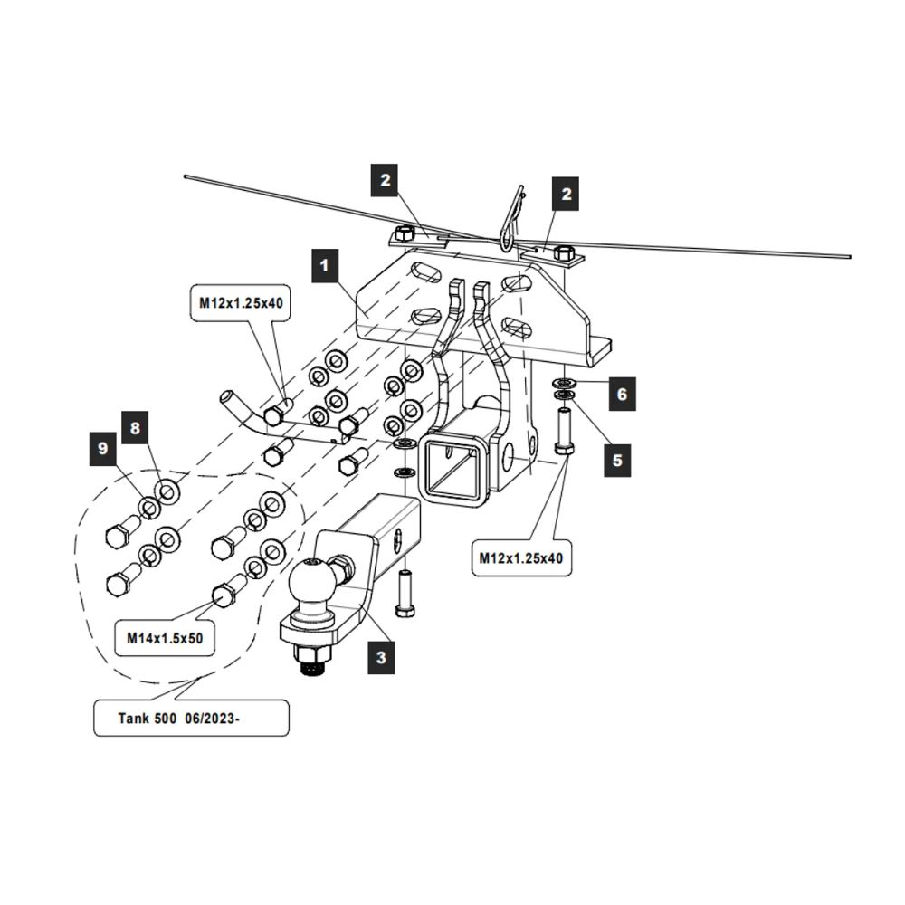 Фаркоп Tank 500 2021- (E с антистуком) TOWRUS Арт. 289204