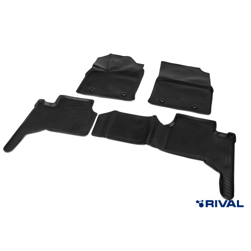 Коврики в салон Toyota Land Cruiser 300 2021-, полиуретан 3D Rival, Черный, Арт. 15705005