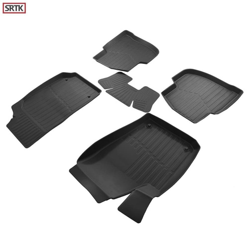 Коврики в салон Volkswagen Polo  2009-2015 Седан, резина 3D SRTK Premium, Черный, Арт. PR.NB.W.POL.SD.09G.02024