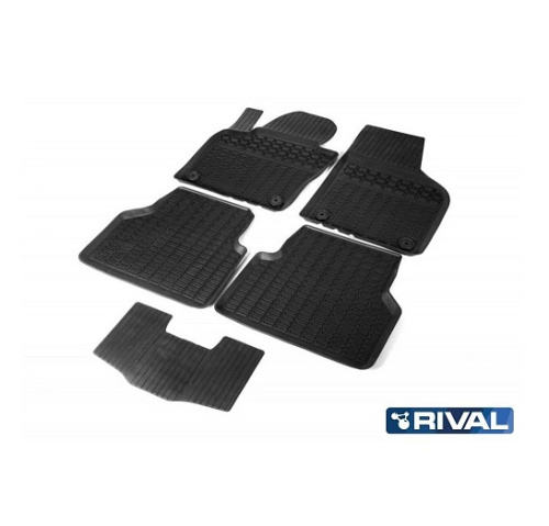 Коврики в салон Volkswagen Tiguan  2007-2011, полиуретан Rival, Черный, Арт. 65805001