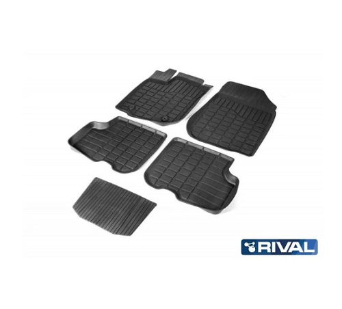 Коврики в салон Renault Logan  2012-2018 Седан, литьевые Rival, Черный, Арт. 64702001