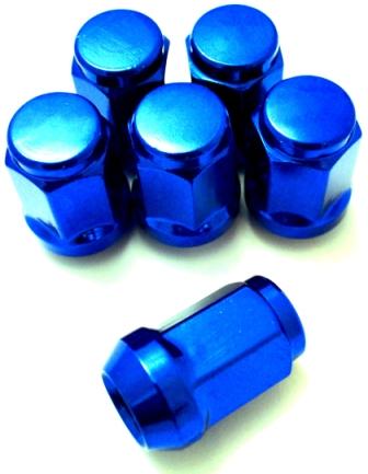 Комплект гаек M12x1.5 Конус h-35мм закрытая, Синий хром, Ключ 19, Арт. KK401445HT/BL