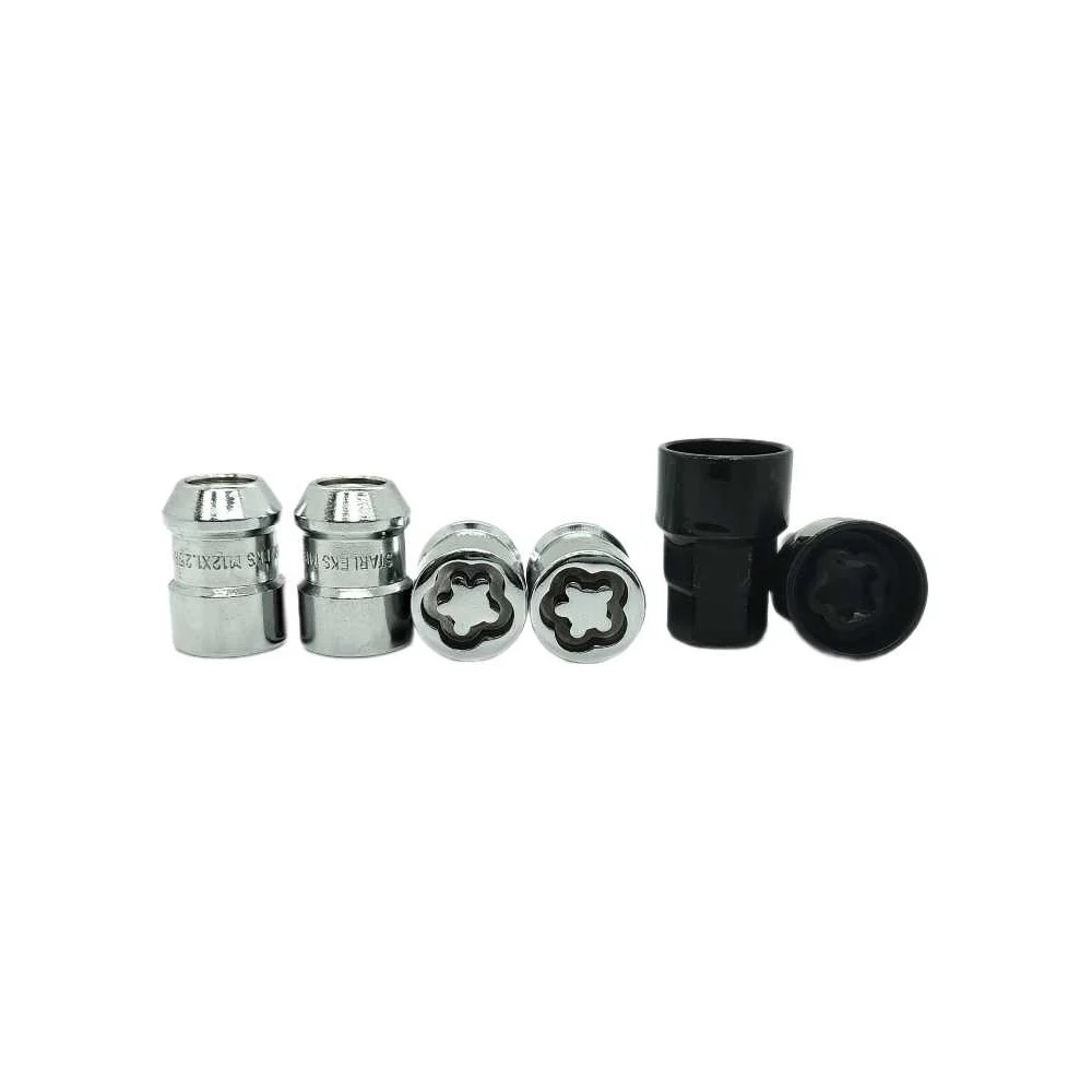 Гайки секретные M12x1.5 Конус h-33мм закрытая, Хром, Ключ 17-19, Арт. 726444EM(33mm)-2Key
