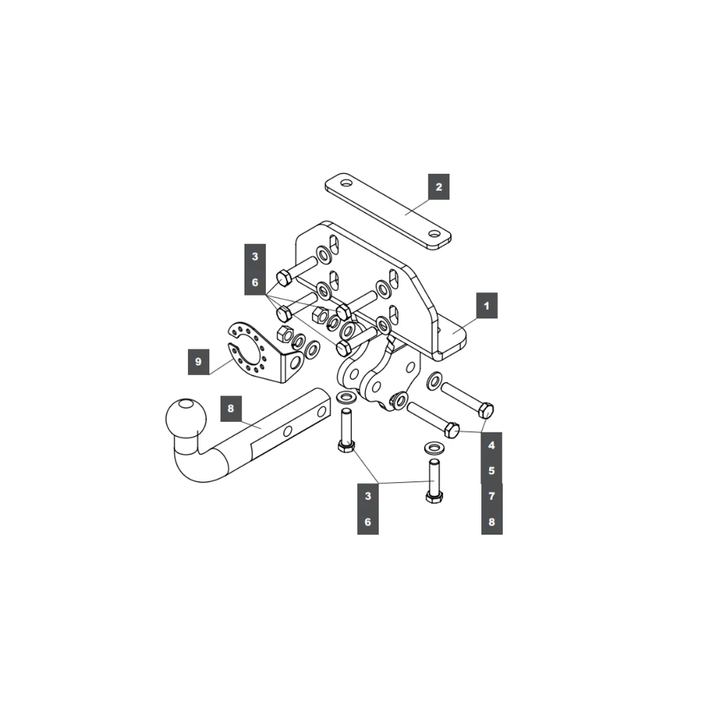 Фаркоп Toyota Land Cruiser Prado (J120) 2002-2007 5 дв. (аналог Westfalia) BALTEX Арт. 249479