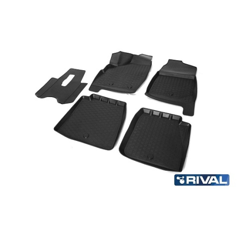 Коврики в салон LADA Niva 2131 1993-2008 5 дв., полиуретан 3D Rival, Черный, Арт. 16005003