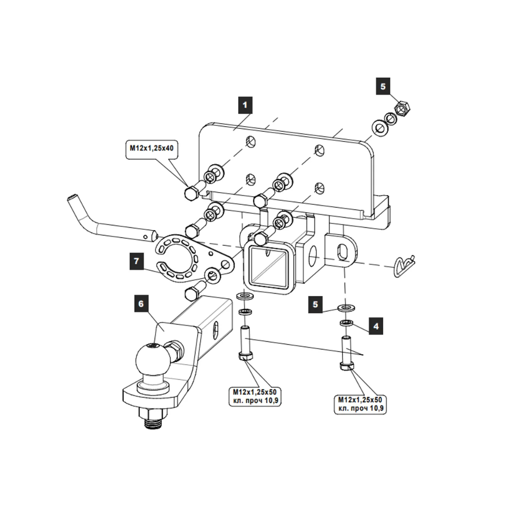 Фаркоп Toyota Land Cruiser Prado (J120) 2002-2007 5 дв. (E с антистуком) TOWRUS Арт. 229419