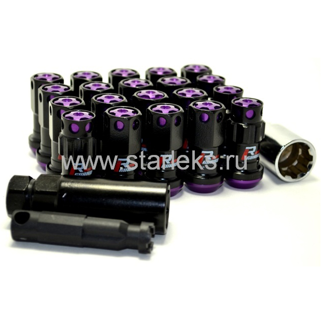 Комплект гаек M12x1.5 Конус h-46мм , Фиолетовый, Ключ 19, кованые Арт. kk911945RCN(16/4/3)PL