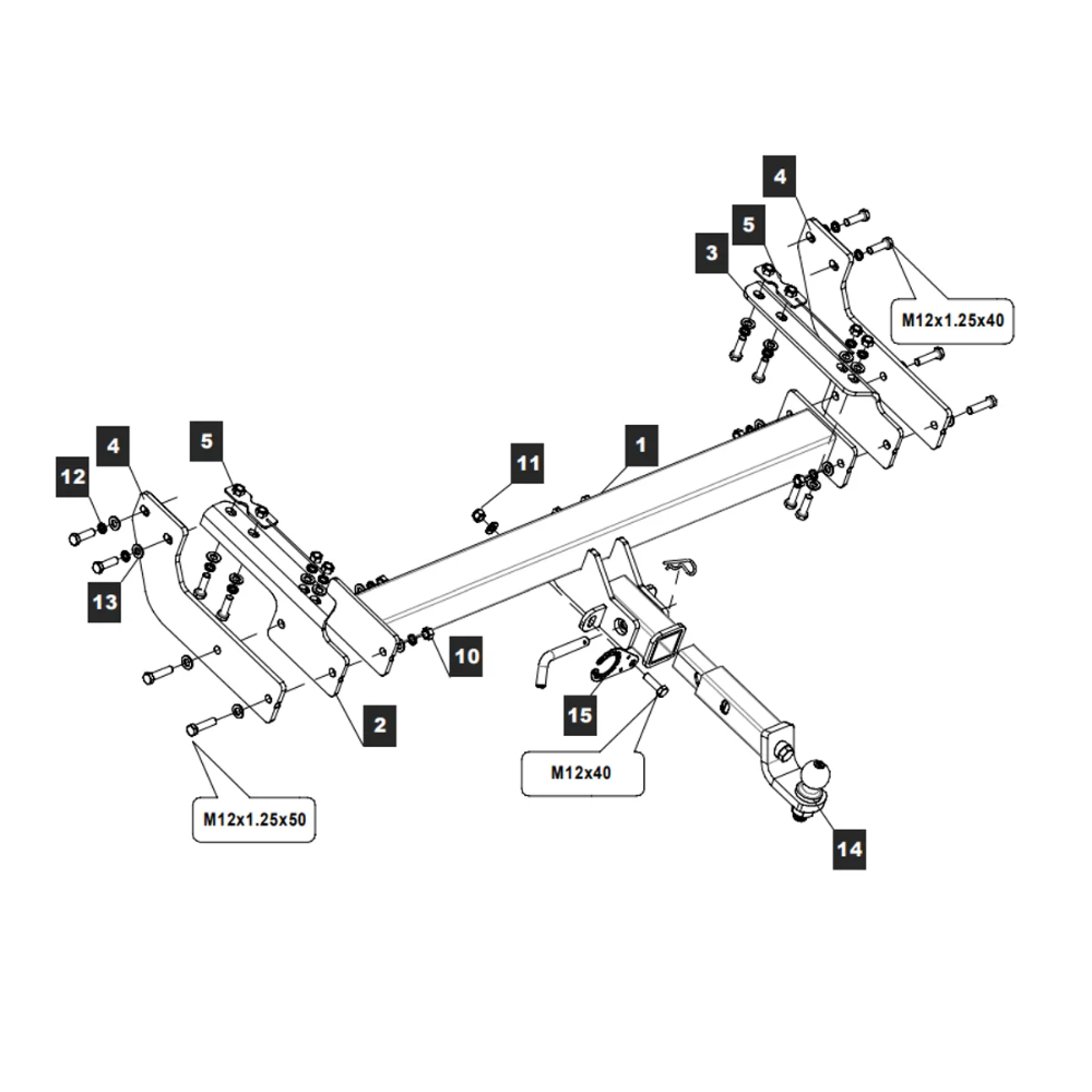 Фаркоп Toyota Hilux 2015-2020 (E с антистуком) TOWRUS Арт. 229428