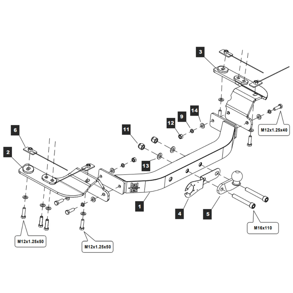 Фаркоп Toyota Land Cruiser 200 2012-2015 FL1 (оцин. покрытие) BALTEX Арт. 249498
