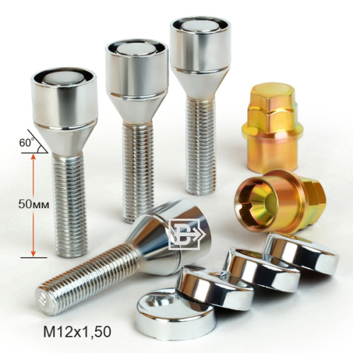 Секретные болты M12x1.5 Конус L-50мм Хром, Ключ 17-19, Арт. 375195X2