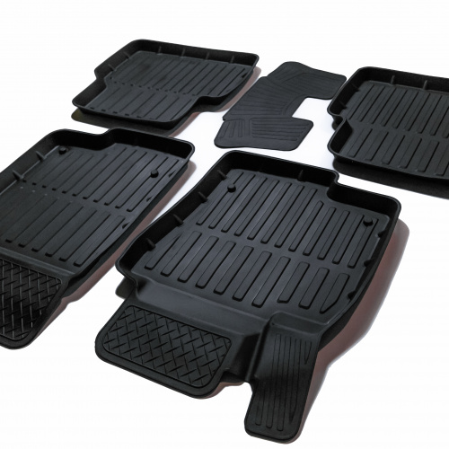 Коврики в салон Volkswagen Tiguan  2007-2011, резина 3D SRTK Premium, Черный, Арт. PR.W.TIG.07G.02067