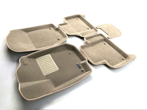 Коврики в салон Mercedes GL (X164) 2006-2009, 3D ткань Euromat Business, Бежевый, на 2 ряда Арт. EMC3D003501T