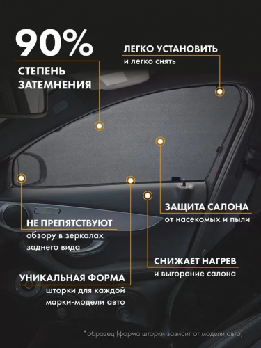 Каркасные шторки Geely Tugella  2022- FL, на передние двери "PREMIUM", 2 шт, Арт. TR2395-01
