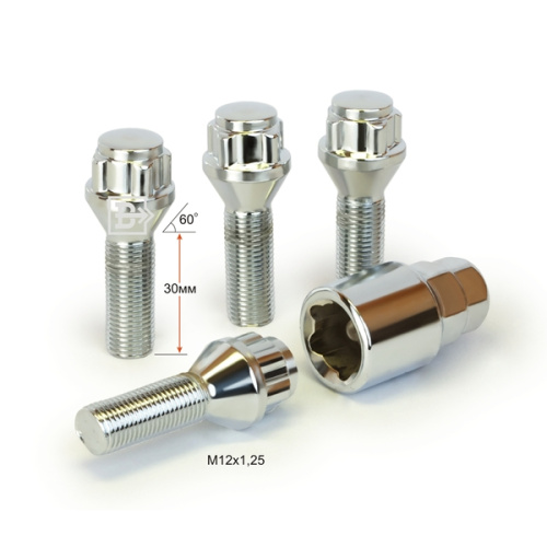 Секретные болты M12x1.25 Конус L-30мм Хром, Ключ 17-19, Арт. 372120H1