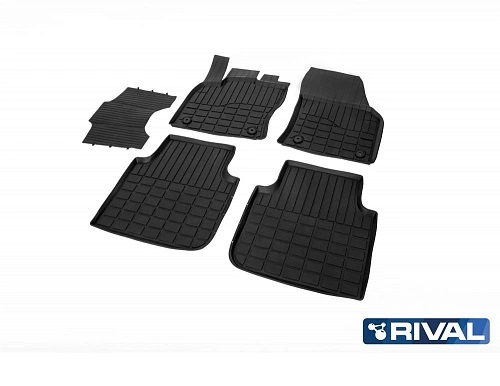 Коврики в салон Skoda Kodiaq  2016-2022, полиуретан Rival, Черный, Арт. 65105001