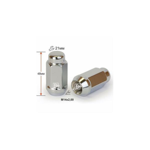 Гайка колеса M14x2.0 Конус h-48мм закрытая, Хром, Ключ 21, Арт. 911973CR