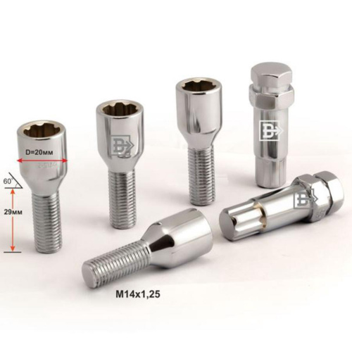 Секретные болты M14x1.25 Конус L-29мм Хром, Ключ 17-19, Арт. 297115F2