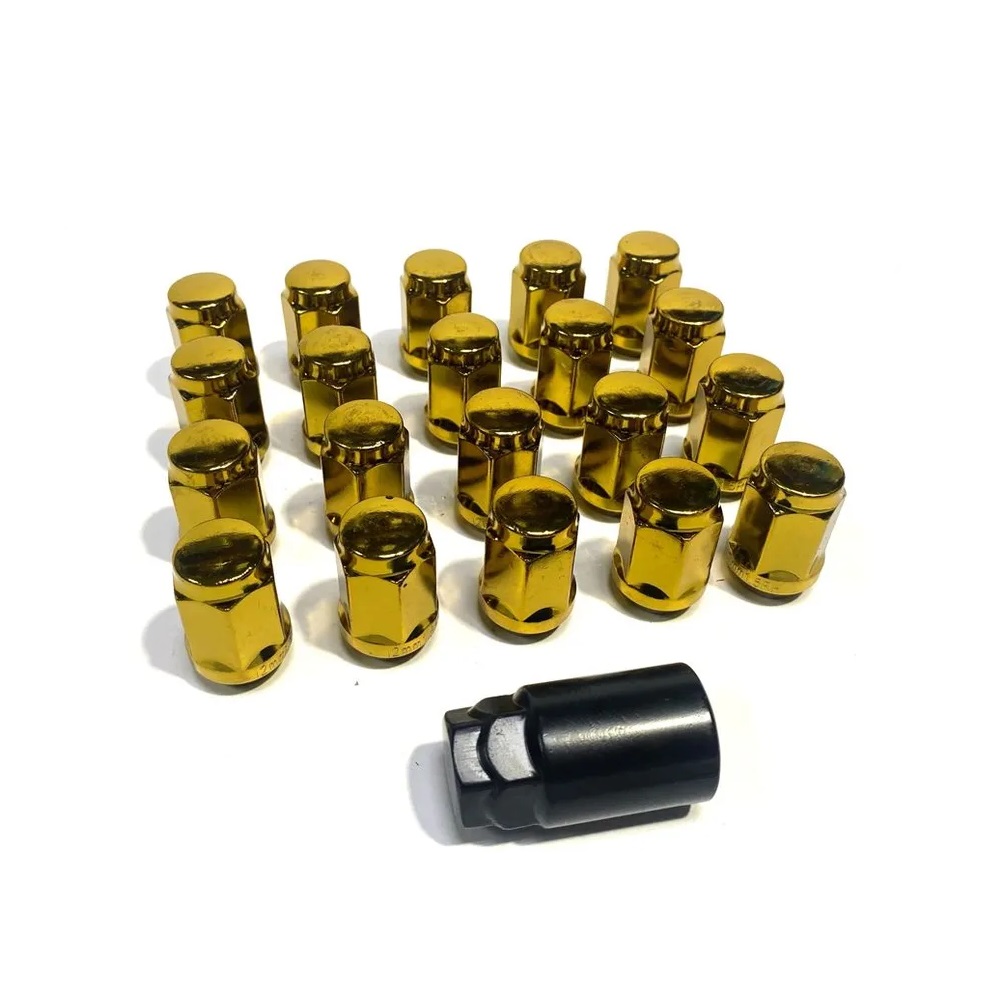 Комплект гаек M12x1.5 Конус h-32мм закрытая, Золотой, Ключ 17-19, Арт. KK801345HT/GD