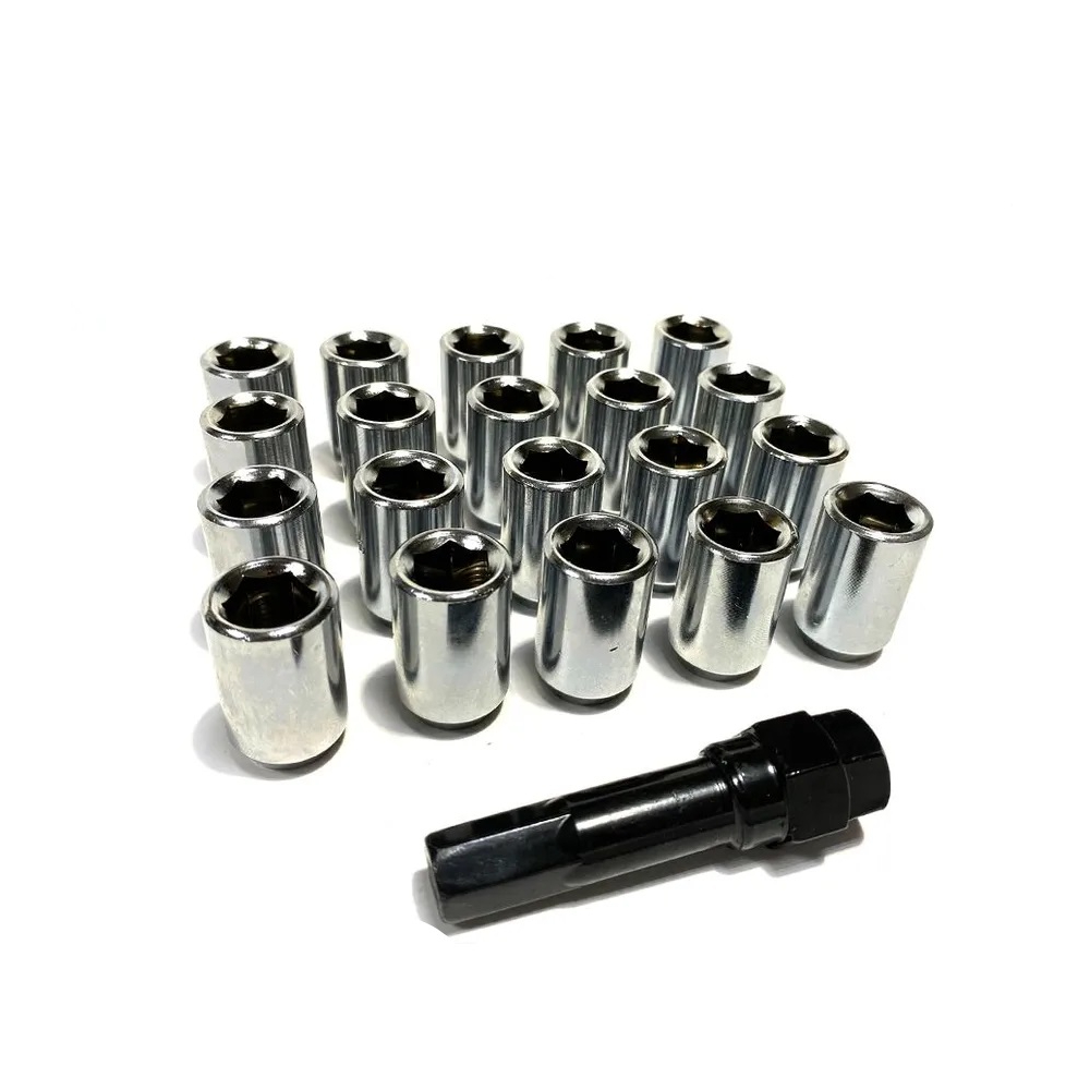 Комплект гаек M12x1.25 Конус h-35мм открытая, Хром, Ключ внутренний шестигранник, Арт. KK200044XL/Cr