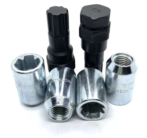Комплект гаек M12x1.5 Конус h-35мм закрытая, Хром, Ключ 17-19, Арт. KK206445(Starleks)