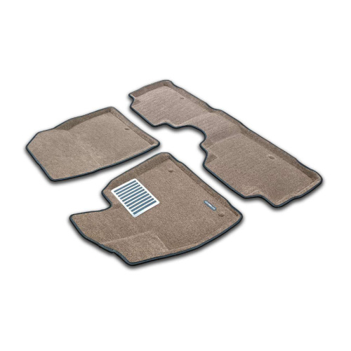 Коврики в салон Hyundai Palisade 2022-2025 FL, 3D ткань Euromat LUX, Коричневый, Арт. EM3D002713R