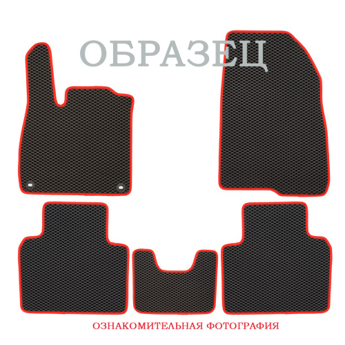 Коврики в салон Honda Fit  2020-2023, EVA Klever с красным кантом, Черный, Арт. EVA.R.0501803922110K