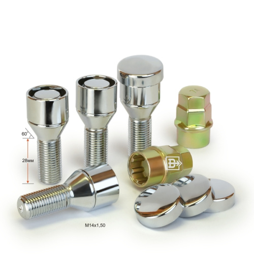 Секретные болты M14x1.5 Конус L-28мм Хром, Ключ 17-19, Арт. 374110X2