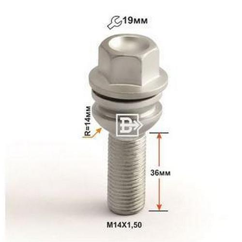 Болт колёсный M14x1.5 Сфера L-36мм Дакромет, Ключ 19, Арт. T1984142