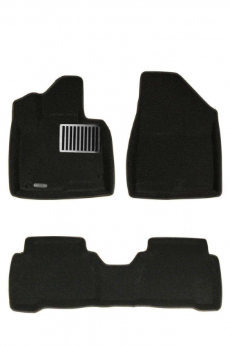Коврики в салон Hyundai Santa Fe (DM) 2012-2016, 3D ткань Euromat LUX, Черный, Арт. EM3D002723
