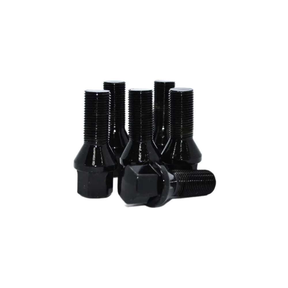 Комплект болтов M12x1.5 Конус L-28мм Черный хром, Ключ 17, Арт. KK175110/BC