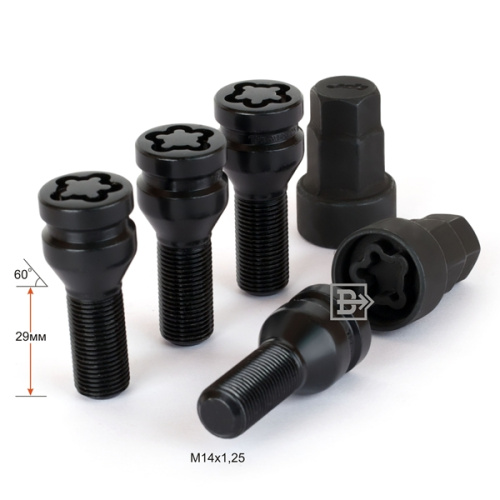 Секретные болты M14x1.25 Конус L-30мм Хром, Ключ 17-19, Арт. 677118F2BC