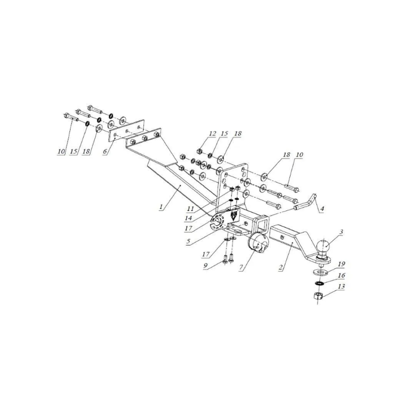 Фаркоп UAZ (УАЗ) Hunter 2003- E с антистуком БИЗОН Арт. FA0644EAK