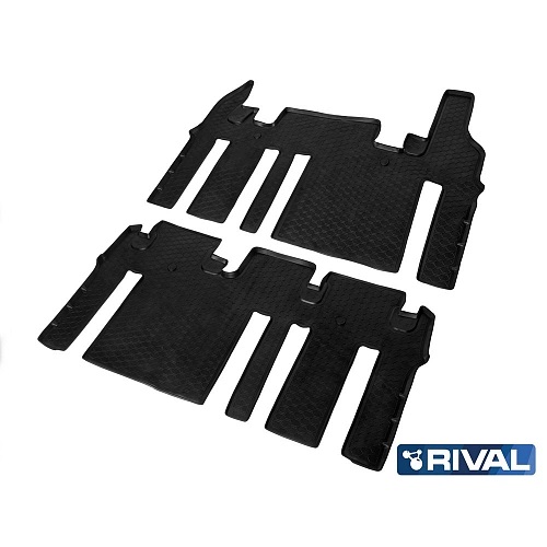 Коврики в салон Hyundai H1  2007-2015, полиуретан Rival, Черный, 2, 3 ряд Арт. 12312002