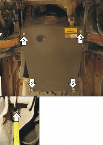 Защита картера двигателя, КПП Jeep Wrangler (TJ) 1996-2006 V-2,5 4WD для а/м по 2008 Арт. 15201