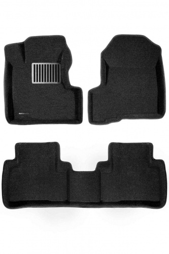 Коврики в салон Honda CR-V  2006-2009, 3D ткань Euromat LUX, Черный, Арт. EM3D002606