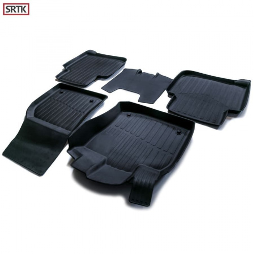 Коврики в салон Skoda Kodiaq  2016-2022, резина 3D SRTK Premium, Черный, Арт. PR.SK.KOD.16G.02X55