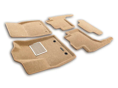 Коврики в салон Toyota Land Cruiser 300 2021-, 3D ткань Euromat LUX, Бежевый, с крепежем Арт. EM3D005109T