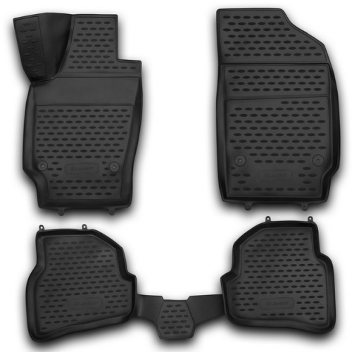 Коврики в салон Volkswagen Polo  2009-2015 3 дв., полиуретан 3D Element, Черный, Арт. NLC.3D.51.28.210kh