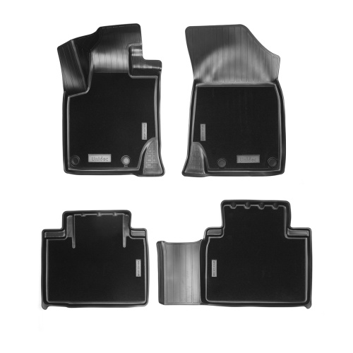 Коврики в салон Geely Atlas Pro  2021-, комбинированные 3D Norplast, Черный, Арт. NPA11-C24-030-1-CM