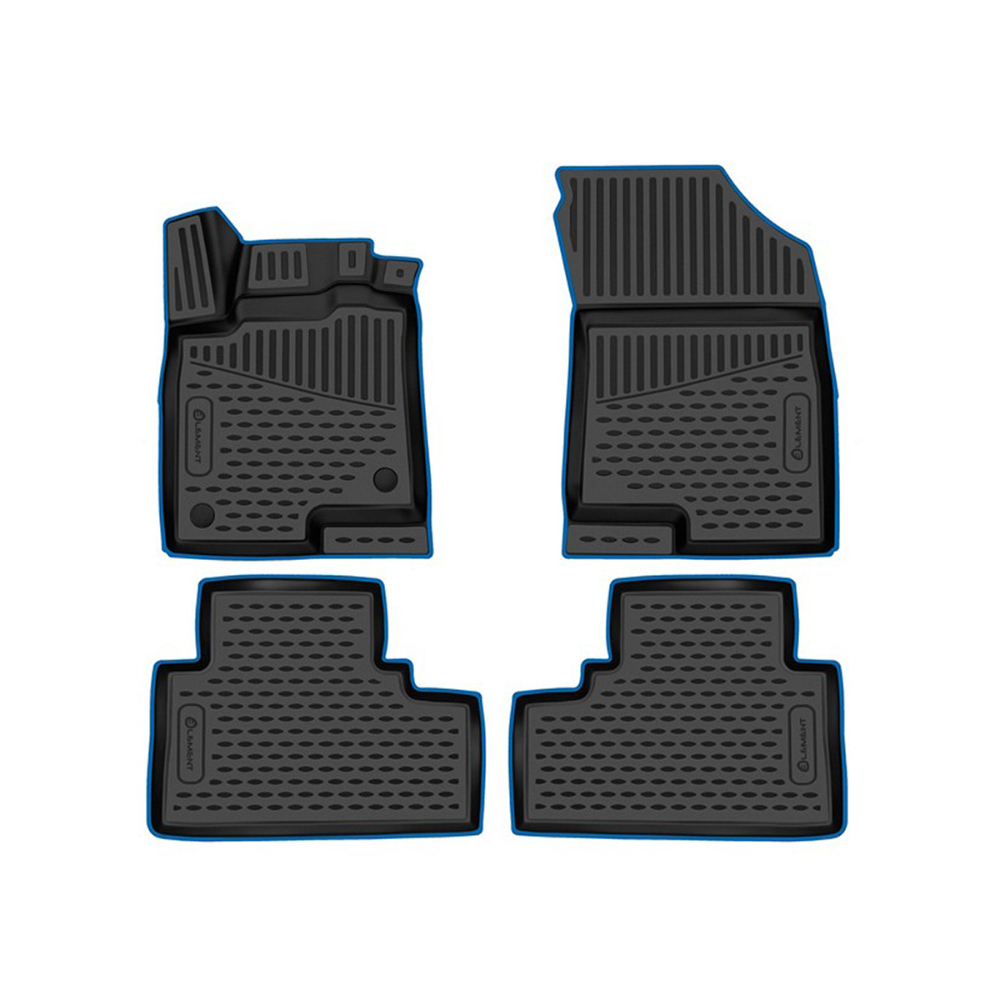 Коврики в салон Haval Jolion 2021-, полиуретан 3D Element, Черный, 2WD синий кант Арт. KANTELEM3DAN0015210KBL