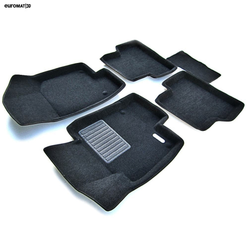 Коврики в салон Volkswagen Tiguan  2007-2011, 3D ткань Euromat Business, Черный, Арт. EMC3D-005419
