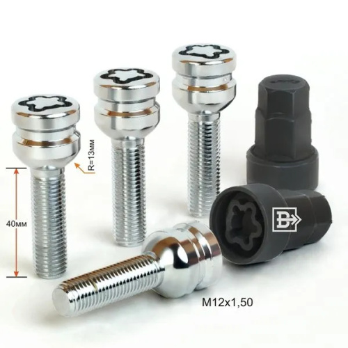 Секретные болты M12x1.5 Сфера L-40мм Хром, Ключ 17-19, Арт. 685157X2