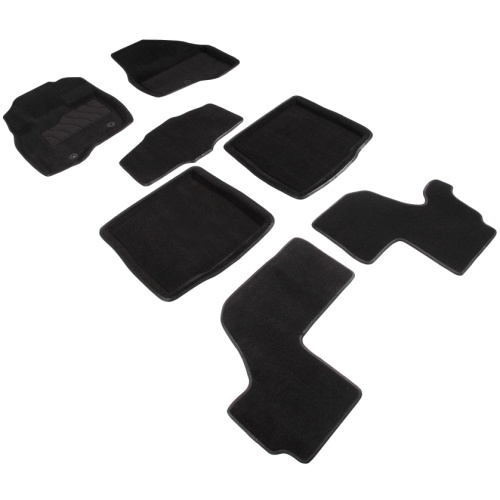 Коврики в салон Ford Explorer (U502) 2010-2016, 3D ткань Seintex , Черный, на 3 ряда сидений для V-3,5 Арт. 88357