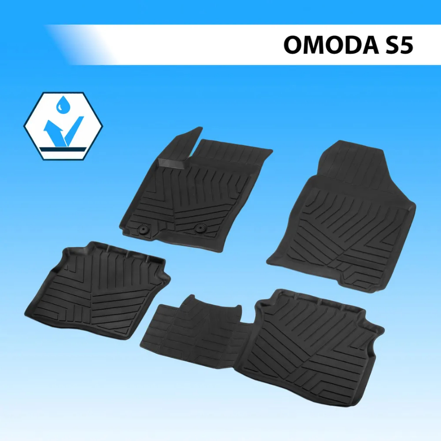 Коврики в салон OMODA S5 2022-, литьевые Rival, Черный, Арт. 60202001