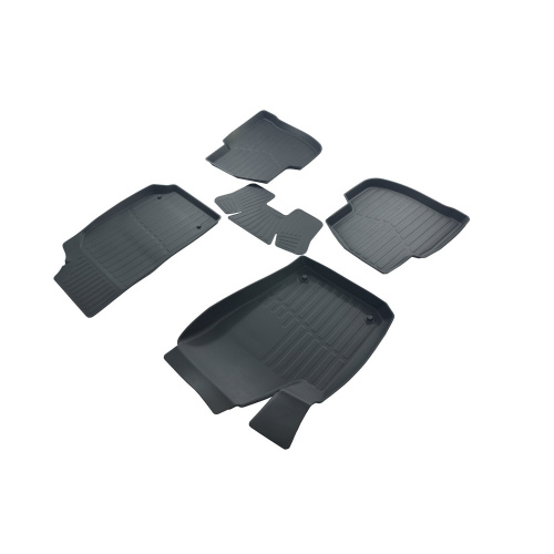 Коврики в салон Volkswagen Polo  2009-2015 Седан, резина 3D SRTK LUX, Черный, Арт. 3D.W.POL.SD.09G.02024