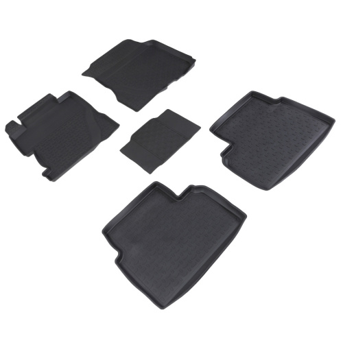 Коврики в салон Honda Civic 2005-2009 Седан, резина Seintex выс. борт, Черный, Арт. 81892