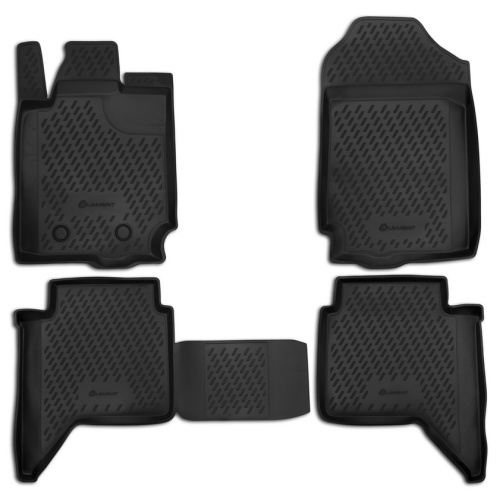 Коврики в салон Ford Ranger (T6) 2011-2015, полиуретан Element, Черный, для Double Cab (двойная кабина) Арт. CARFRD00005kh